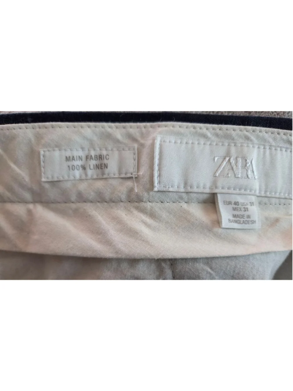 Men's ZARA Navy Linen Trousers Waist 31